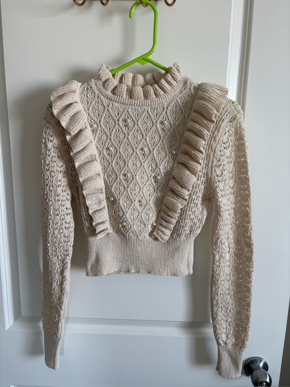 Zara Ruffled Pearl Sweater